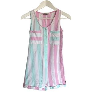 Peter Alexander stripped Pajamas jumpsuit. Pink and spearmint green. XXS.